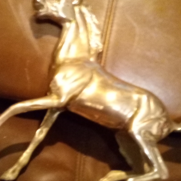 Lot of 3 Large Brass cast Horses 12", 10",& 8" tall set of 3 - Picture 3 of 3